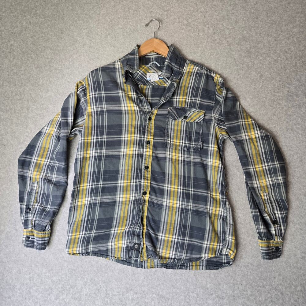 Columbia Omni-Wick Men's Fishing Shirt Flannel Blue/Yellow Plaid - Size M